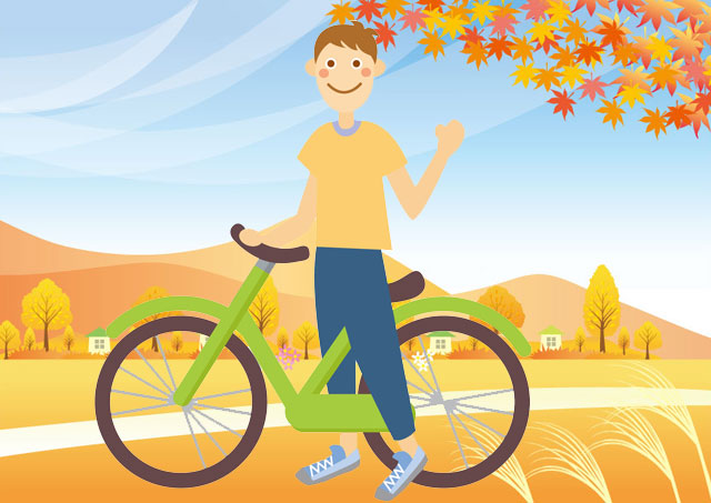 自転車と秋の空